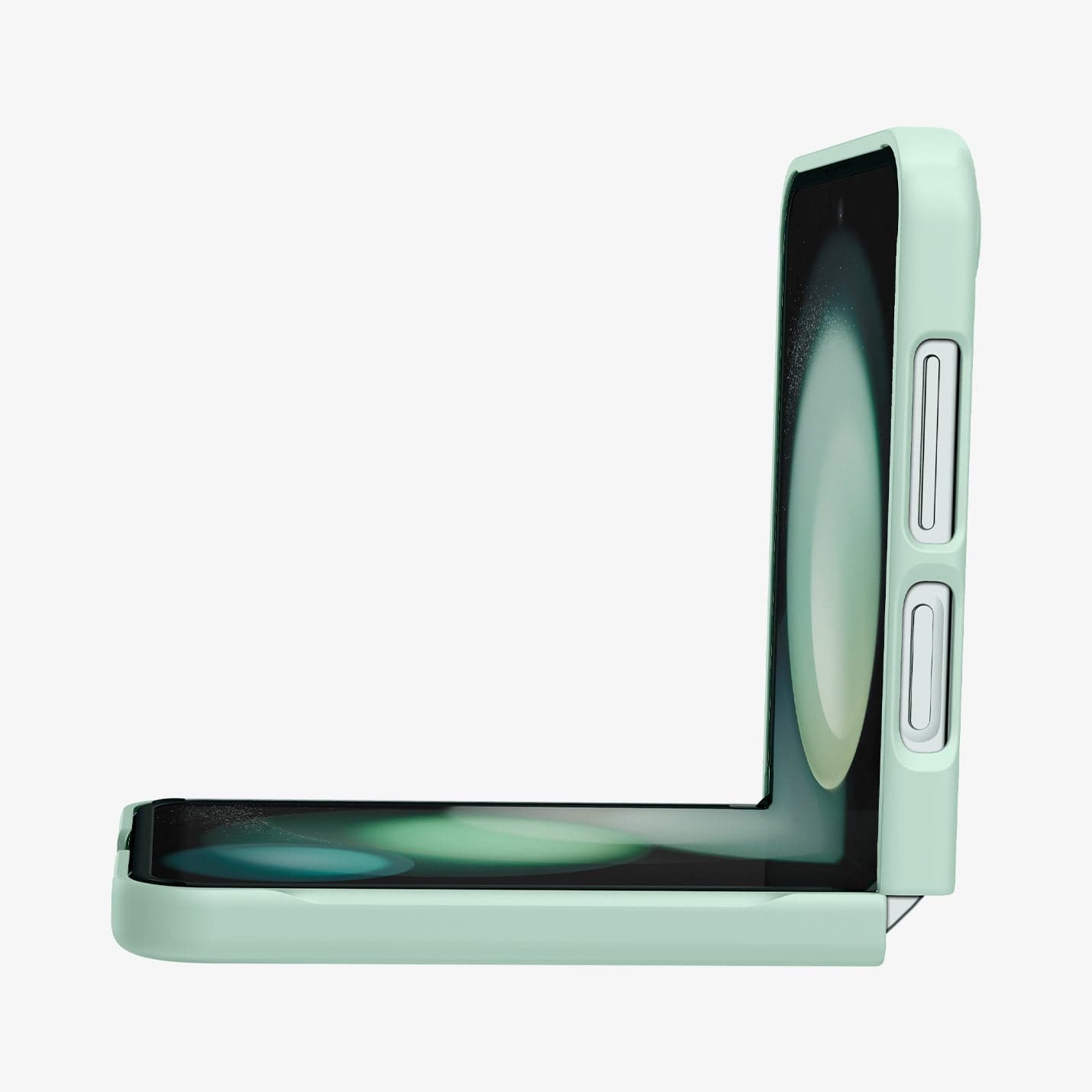 ACS06871 - Galaxy Z Flip 5 Case Air Skin in apple mint showing the side and partial front with device half open