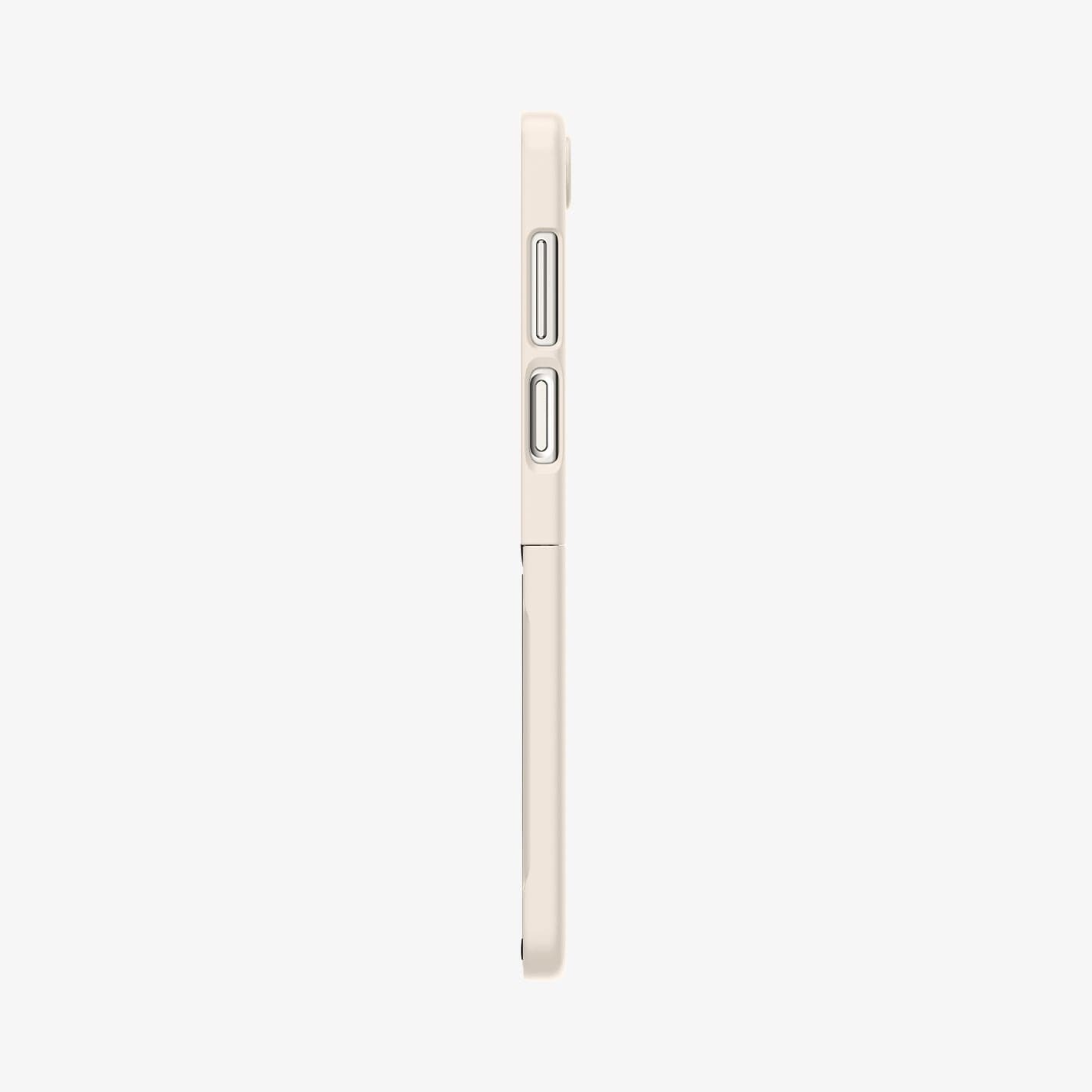 ACS06231 - Galaxy Z Flip 5 Case AirSkin in pearled ivory showing the side with volume controls