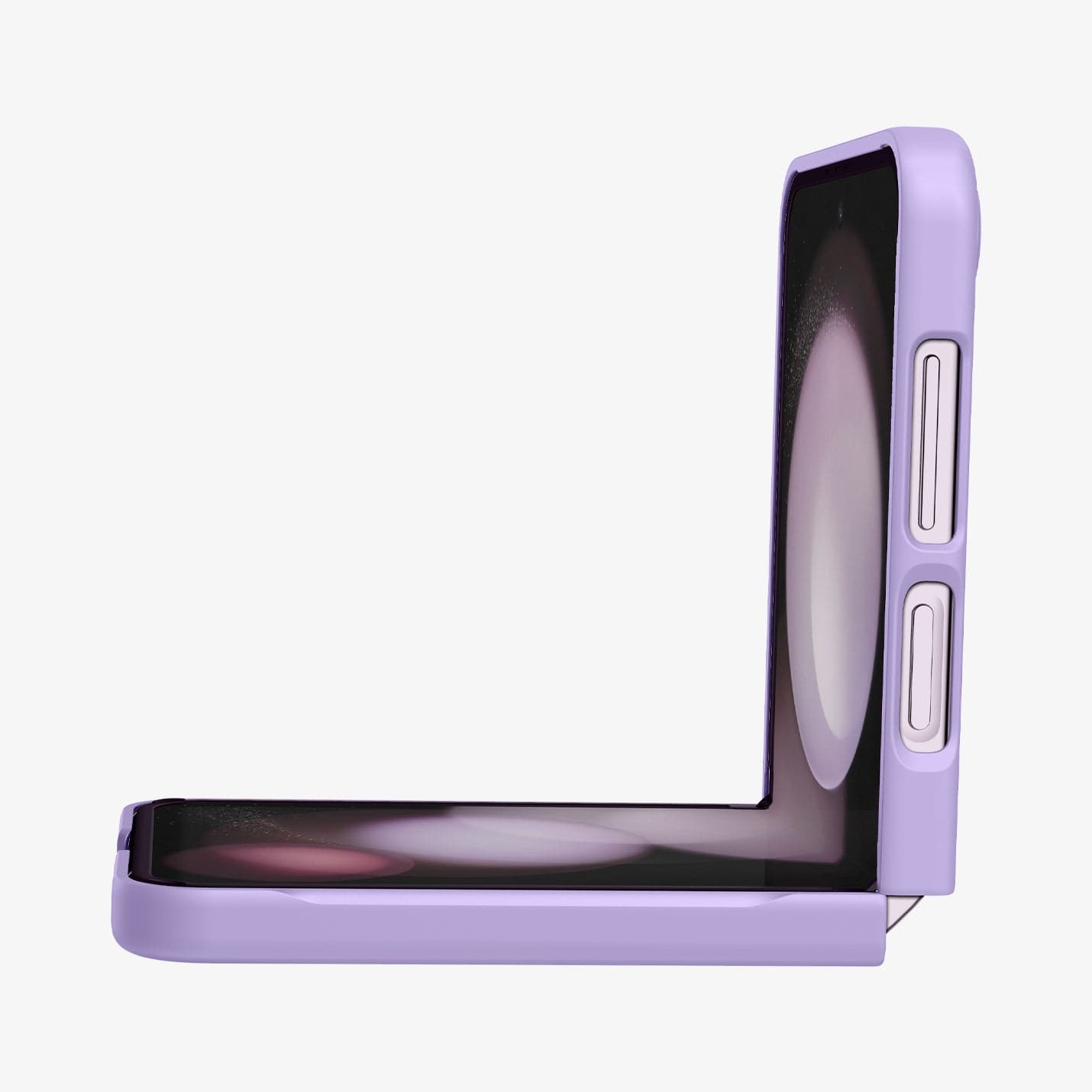 ACS06232 - Galaxy Z Flip 5 Case AirSkin in rose purple showing the side and partial front with device half open