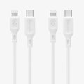 000CA26356 - DuraSync USB-C to Lightning Cable 2 Pack in white showing the lightning cable end and the USB-C end