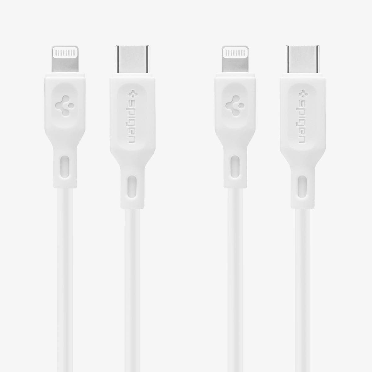 000CA26356 - DuraSync USB-C to Lightning Cable 2 Pack in white showing the lightning cable end and the USB-C end