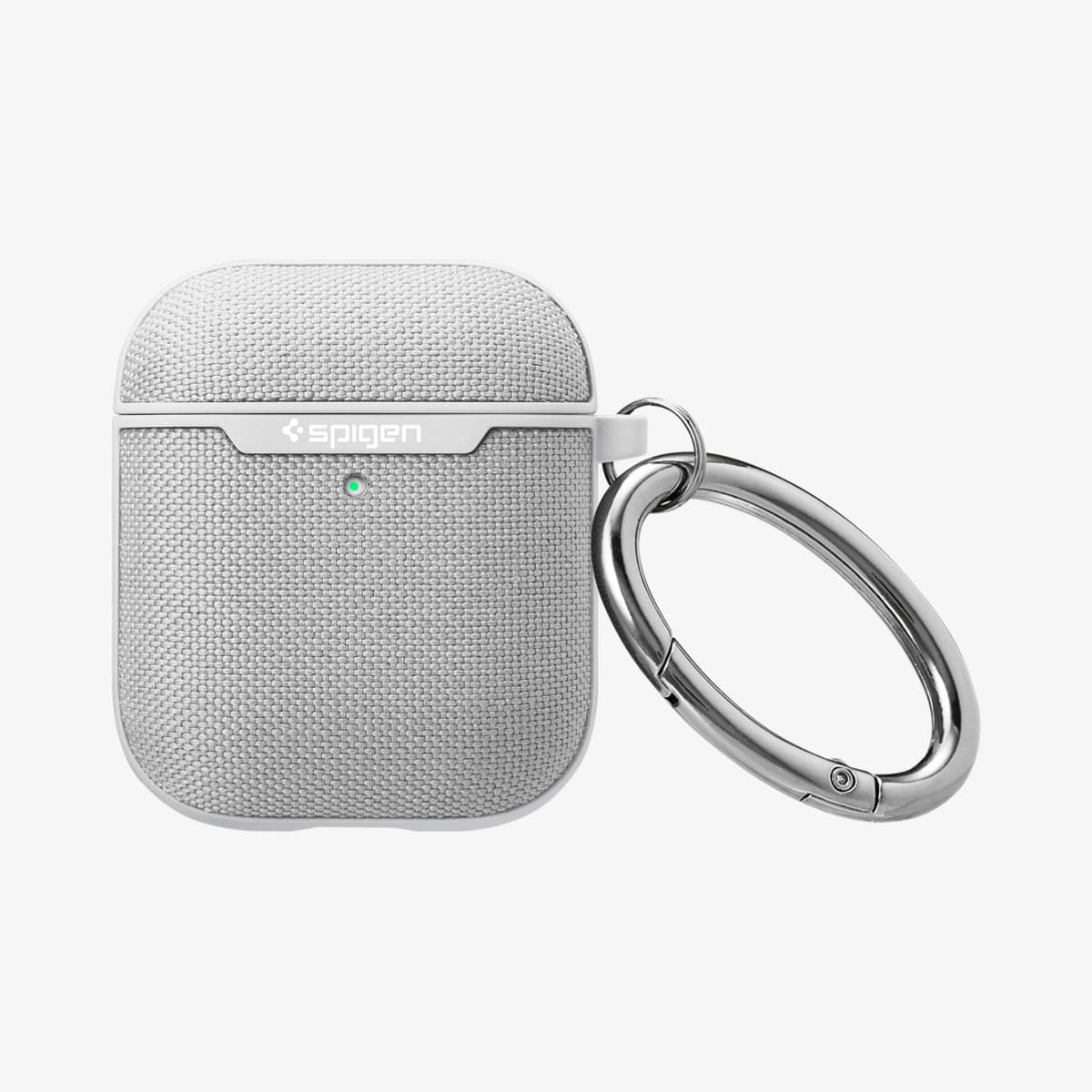 074CS27031 - Apple AirPods 1 / 2 Case Urban Fit in gray showing the front and carabiner