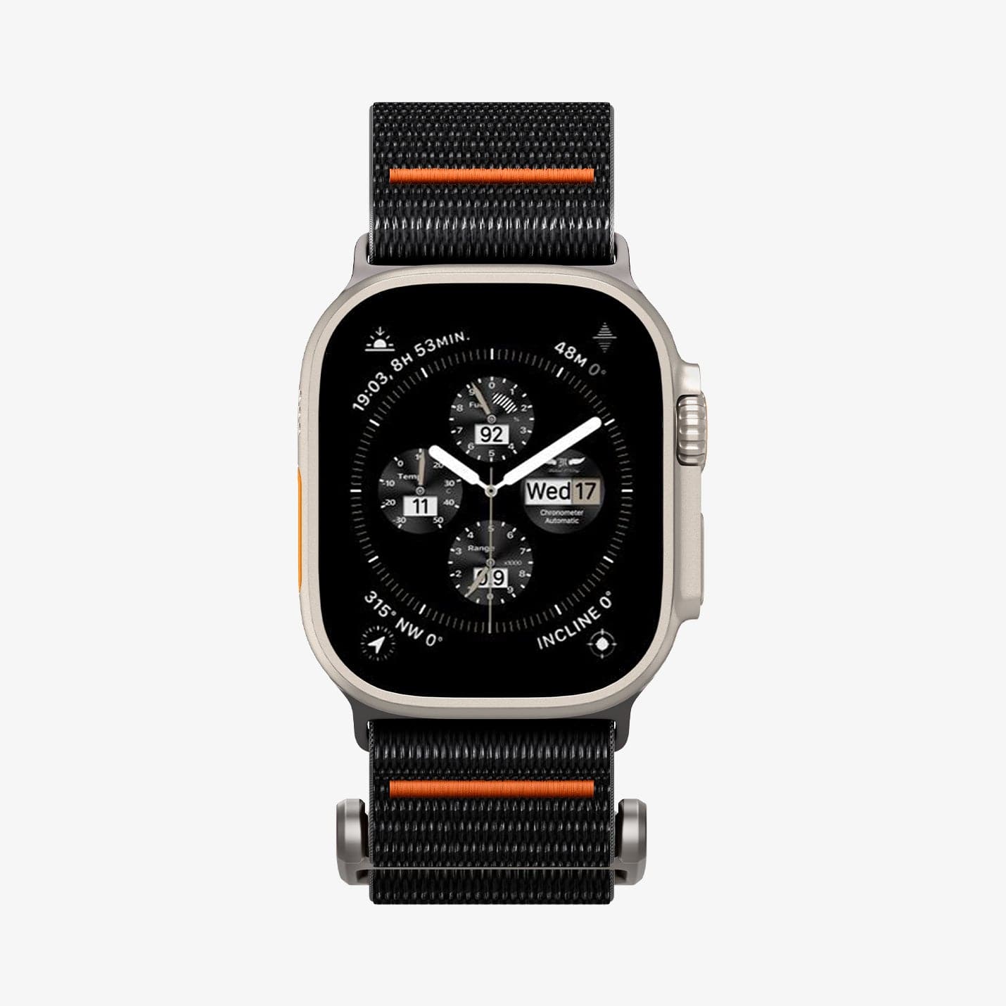 AMP05981 - Apple Watch (45mm) DuraPro Flex Ultra in Black showing the front and partial sides