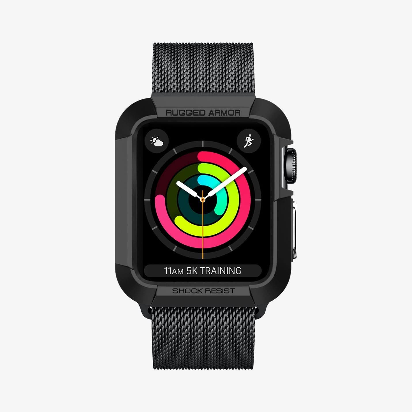 SGP11496 - Apple Watch Series (Apple Watch (42mm)) Case Rugged Armor in black showing the front