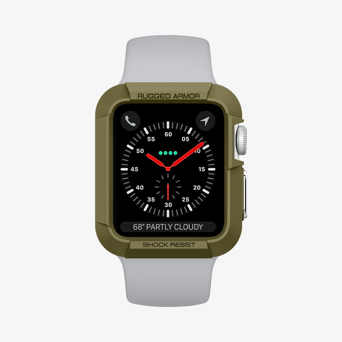 059CS26012 - Apple Watch Series (Apple Watch (42mm)) Case Rugged Armor in olive green showing the front