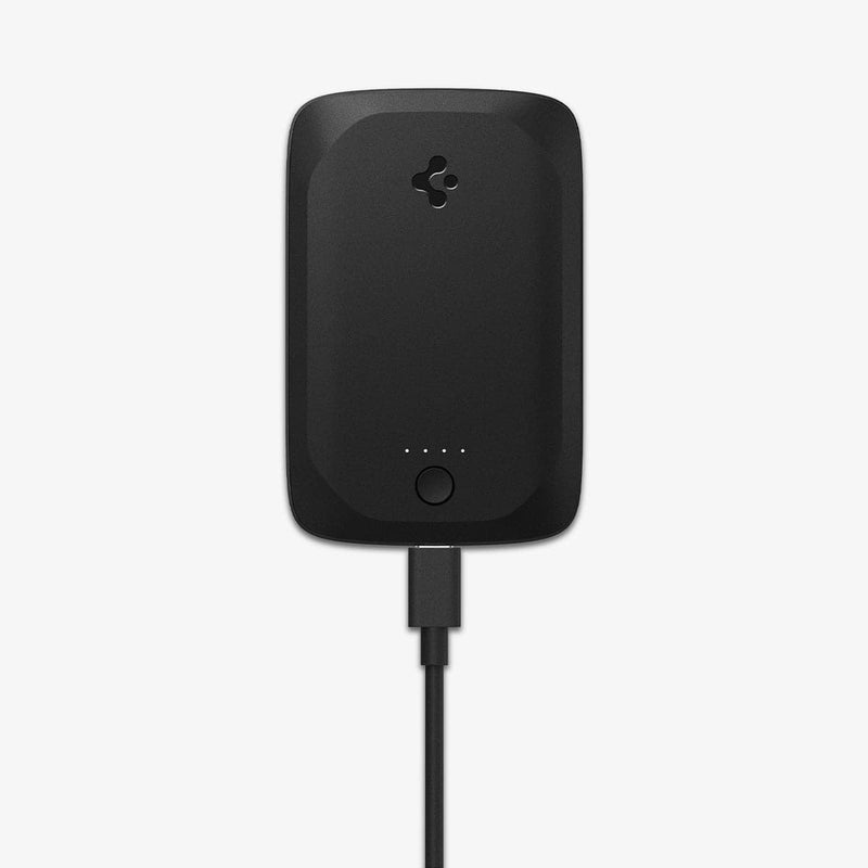 ABA04241 - ArcHybrid Portable Wireless Charger 7.5W (MagFit) in black showing the front with charging cable connected