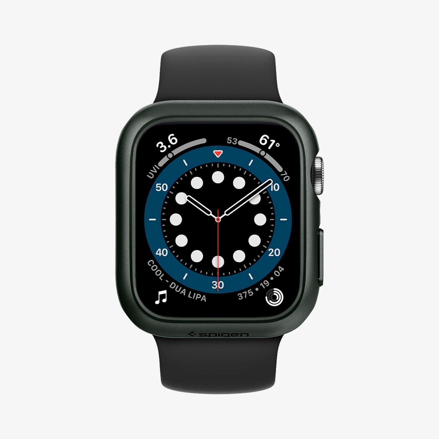 ACS02000 - Apple Watch Series (44mm) Case Thin Fit in military green showing the front