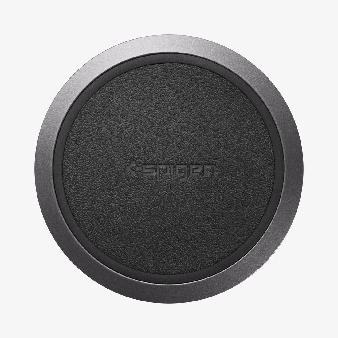 000CH23122 - Essentialยฎ Leather Designed 10W Wireless Charger F308W in black showing the top