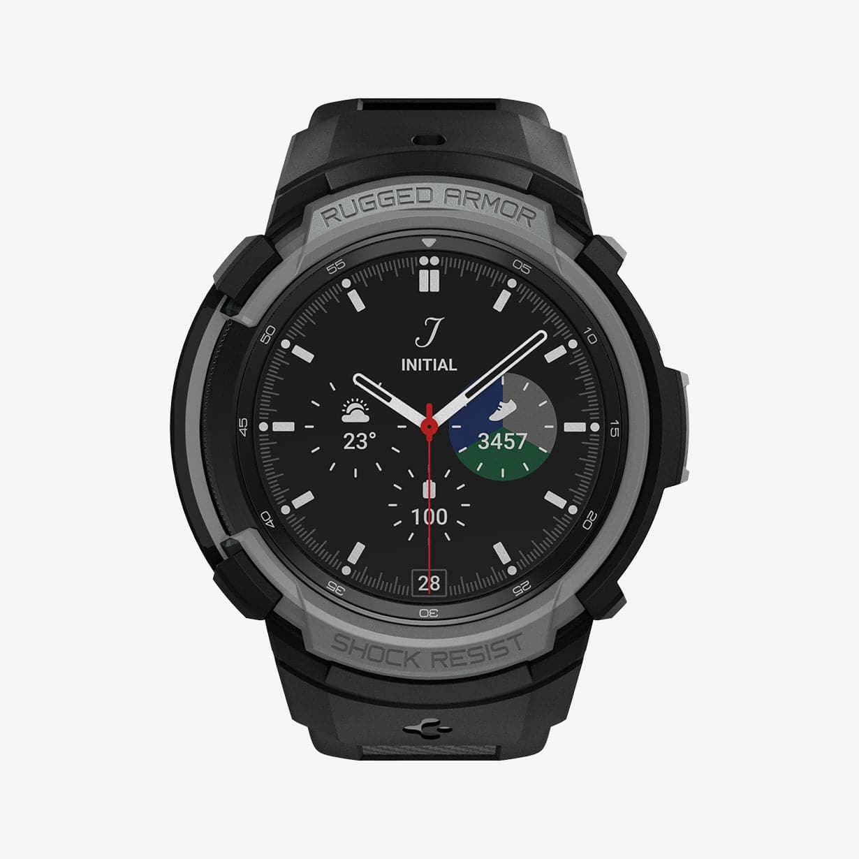 ACS03652 - Galaxy Watch 4 Classic (46mm) Case Rugged Armor Pro in charcoal gray showing the front