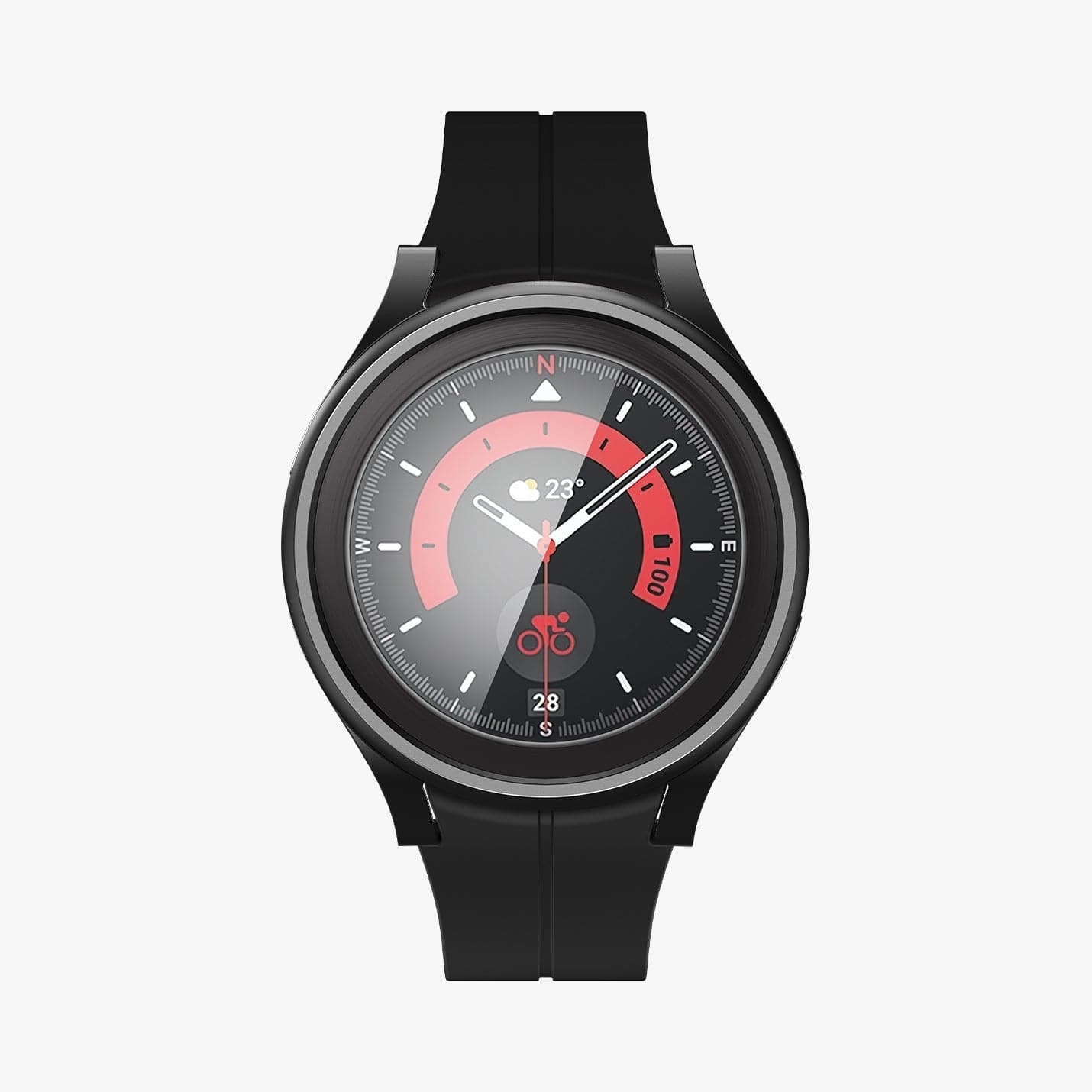 ACS05589 - Galaxy Watch 5 Pro (45mm) Case Thin Fit Glass in black showing the front