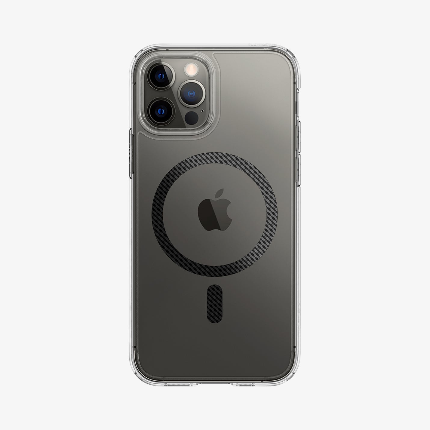 ACS04083 - iPhone 12 / 12 Pro Case Ultra Hybrid Mag (MagFit) in carbon fiber showing the back