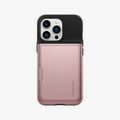 ACS03275 - iPhone 13 Pro Case Slim Armor CS in rose gold showing the back with card slot closed