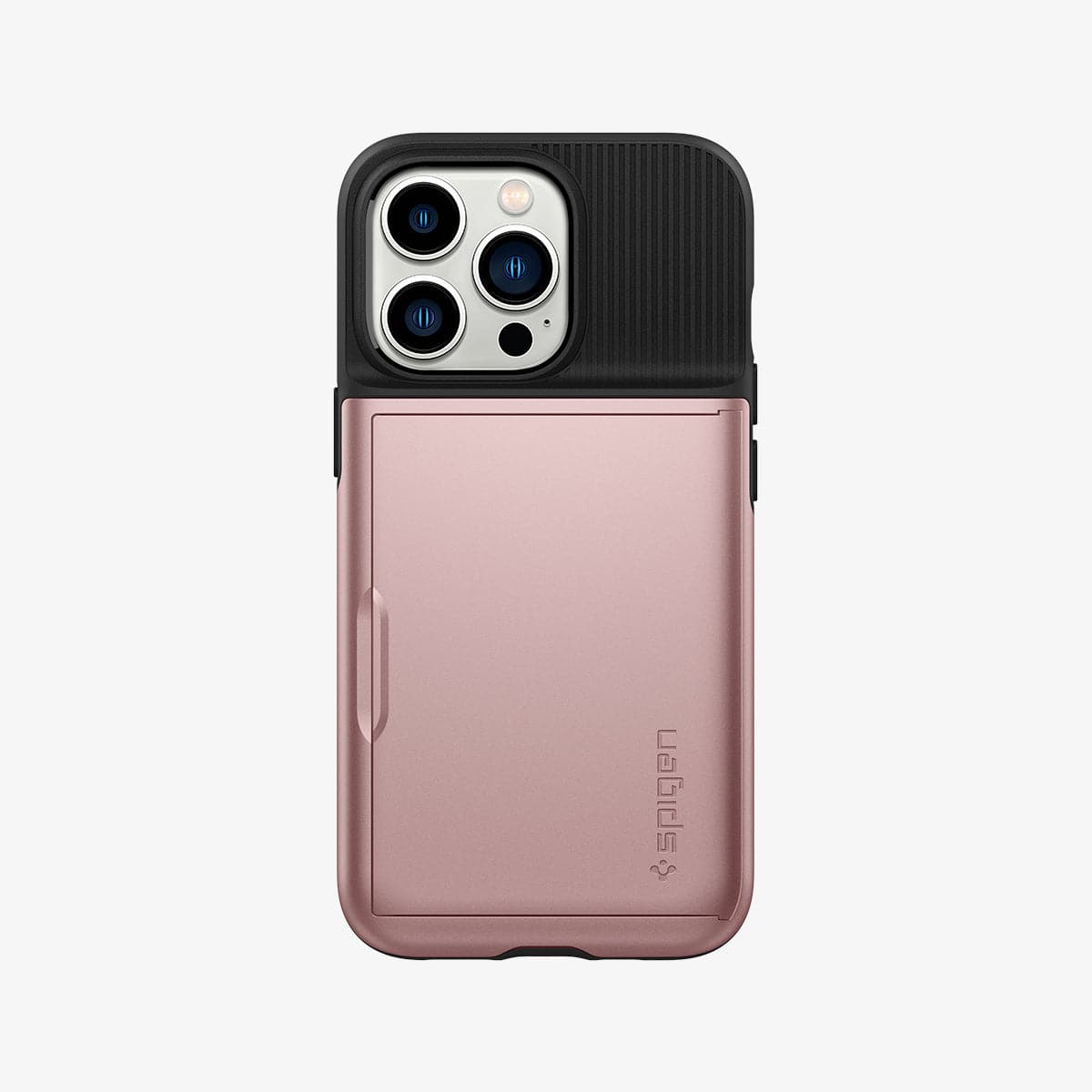ACS03275 - iPhone 13 Pro Case Slim Armor CS in rose gold showing the back with card slot closed