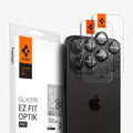 AGL05205 - iPhone 16 Pro / 16 Pro Max Optik Pro Lens Protector in black showing the device, two lens protectors and packaging
