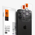 AGL05597 - iPhone 15 Pro / 15 Pro Max Optik Pro Lens Protector in deep purple showing the device, two lens protectors and packaging