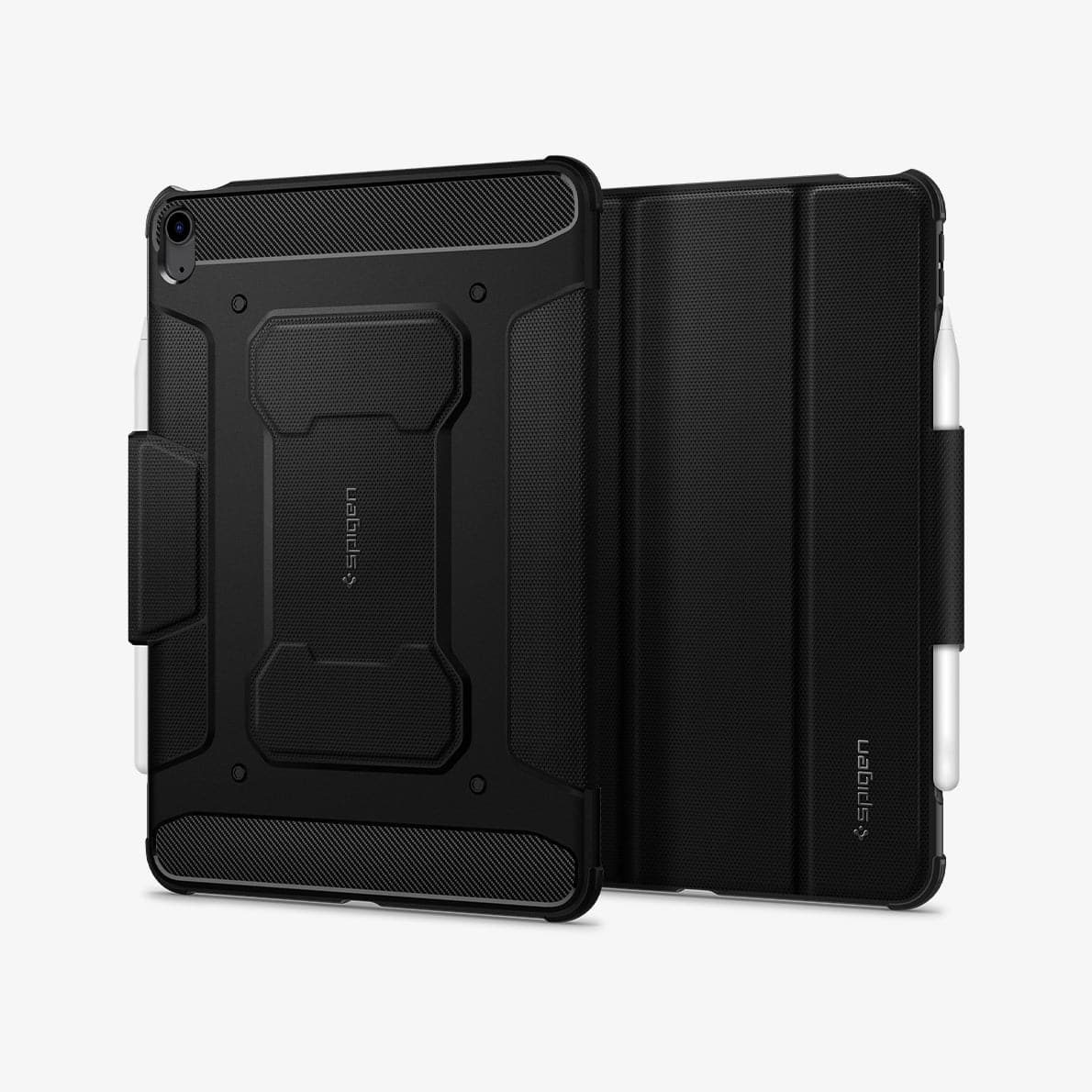 ACS02054 - iPad Air 10.9" (2022 / 2020) Case Rugged Armor Pro in black showing the back and front