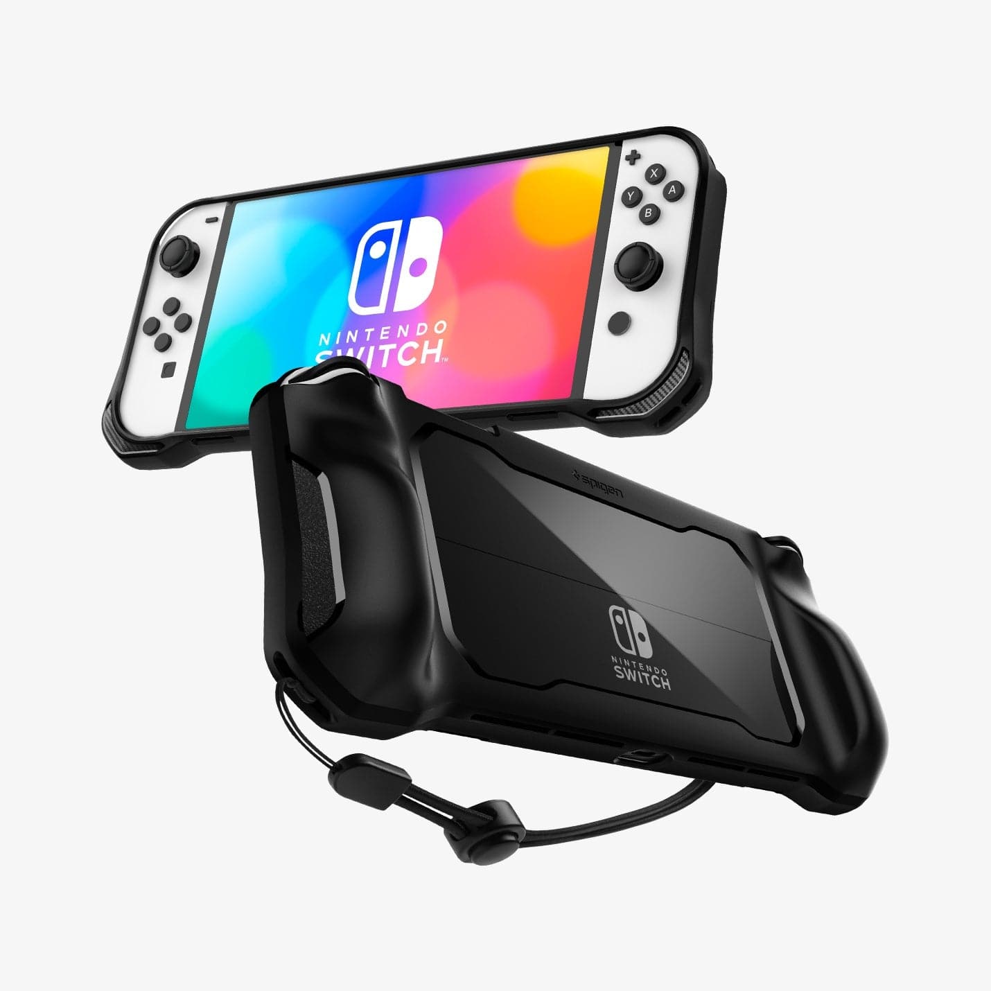 ACS04020 - Nintendo Switch OLED Case Rugged Armor in matte black showing the back, front and sides