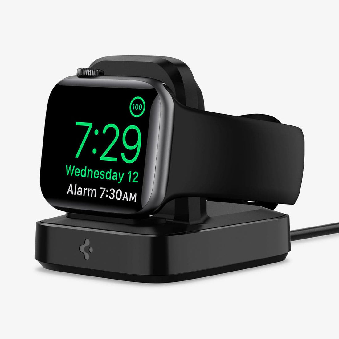 000CH25522 - Apple Watch ArcFieldโข Wireless Charger PF2002 in black showing the front and side with apple watch charging