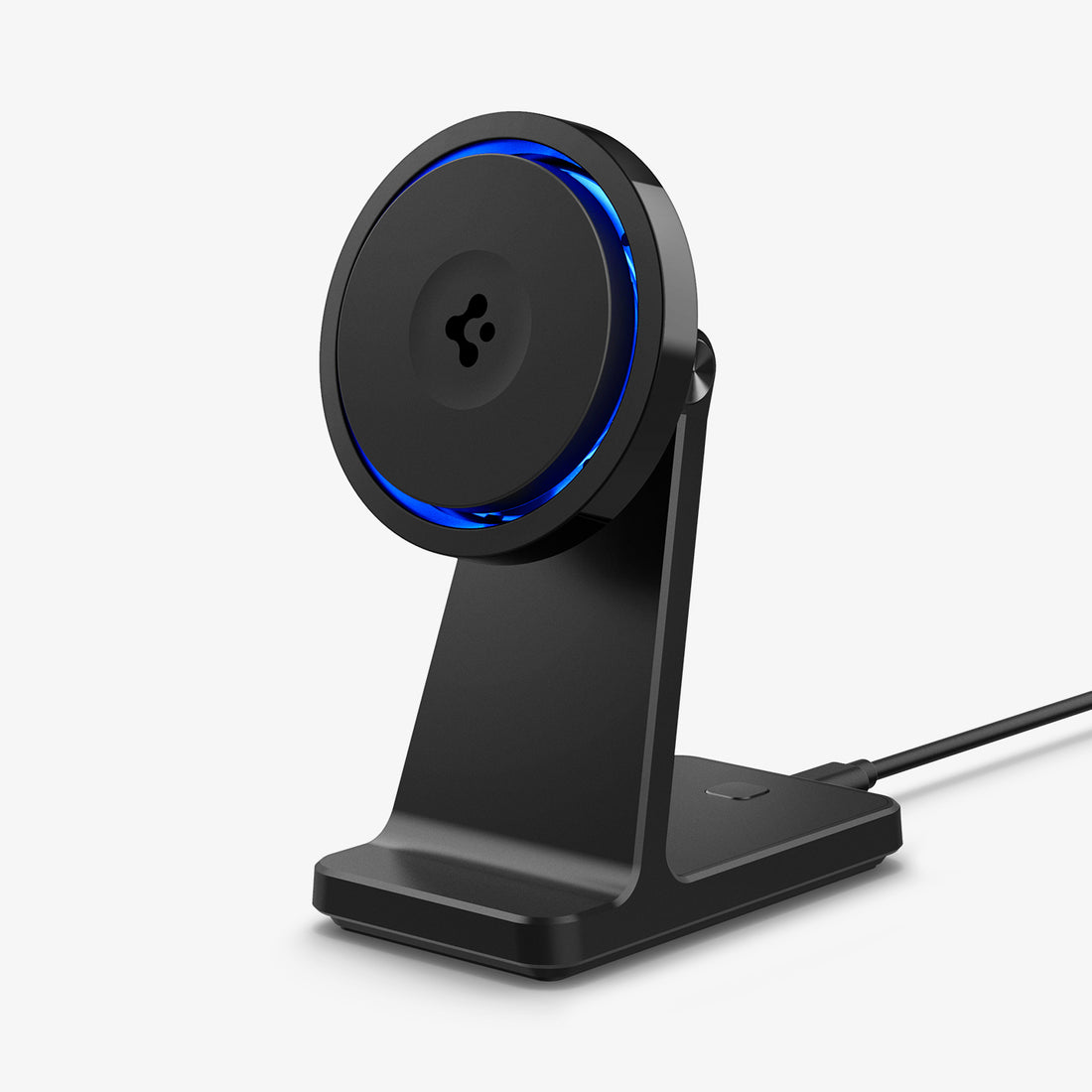 ACH07976 - OneTap Phone Stand S310WC (MagFit) in Black showing the front, partial side with device hovering above