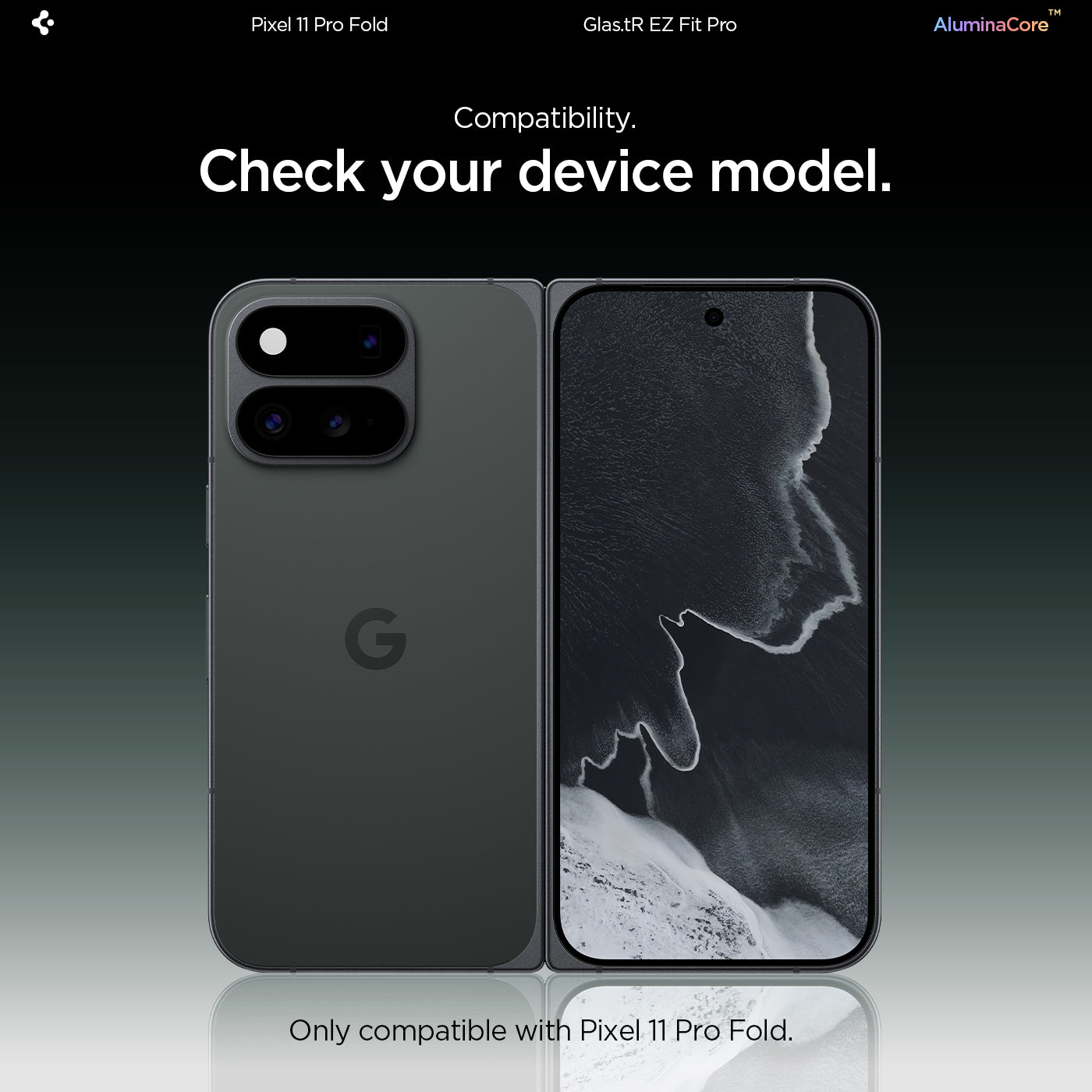 AGL11490 - Pixel 11 Pro Fold GLAS.tR EZ Fit Pro back view of the phone highlighting compatibility