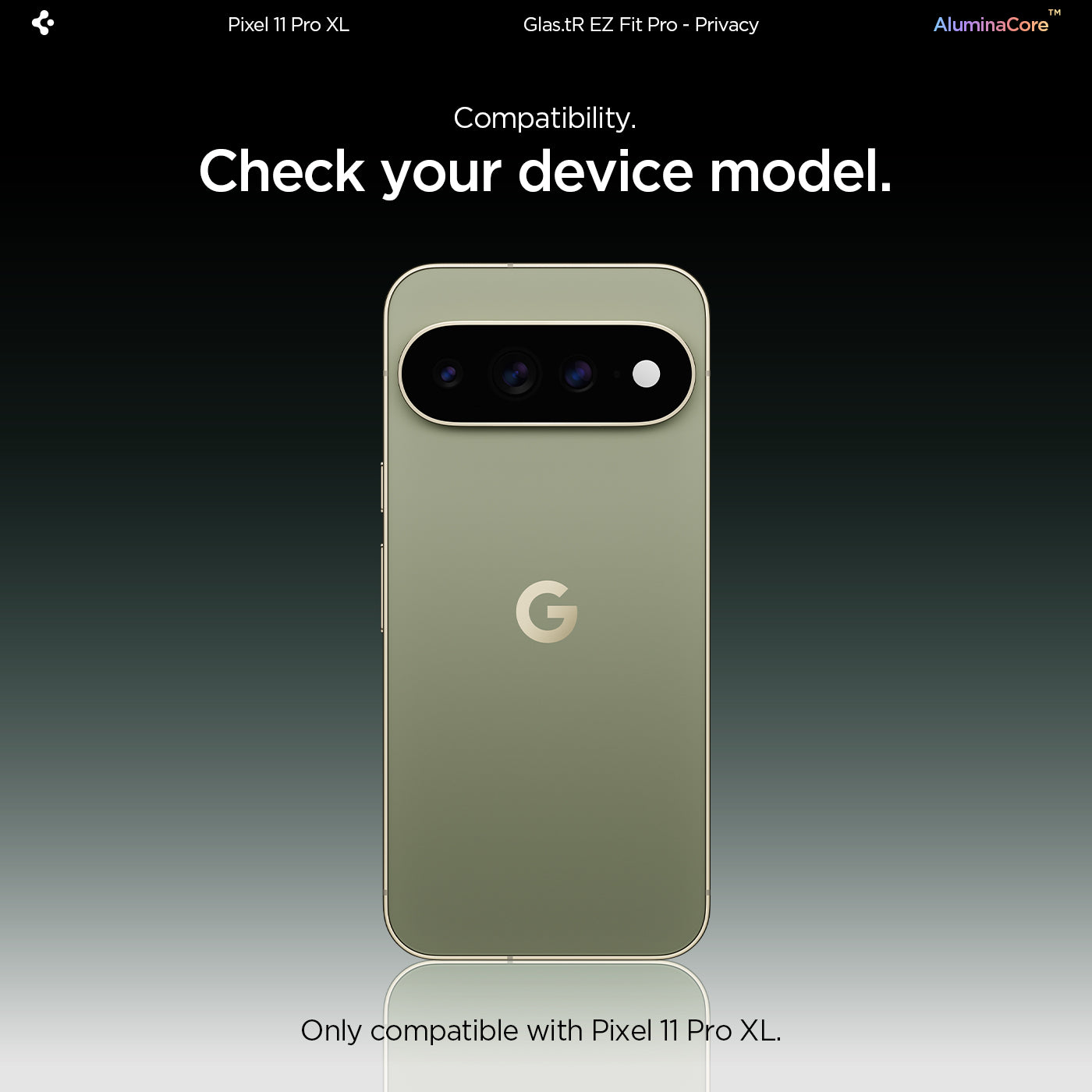 AGL11486 - Pixel 11 Pro XL GLAS.tR EZ Fit | Privacy back view of the phone highlighting compatibility.