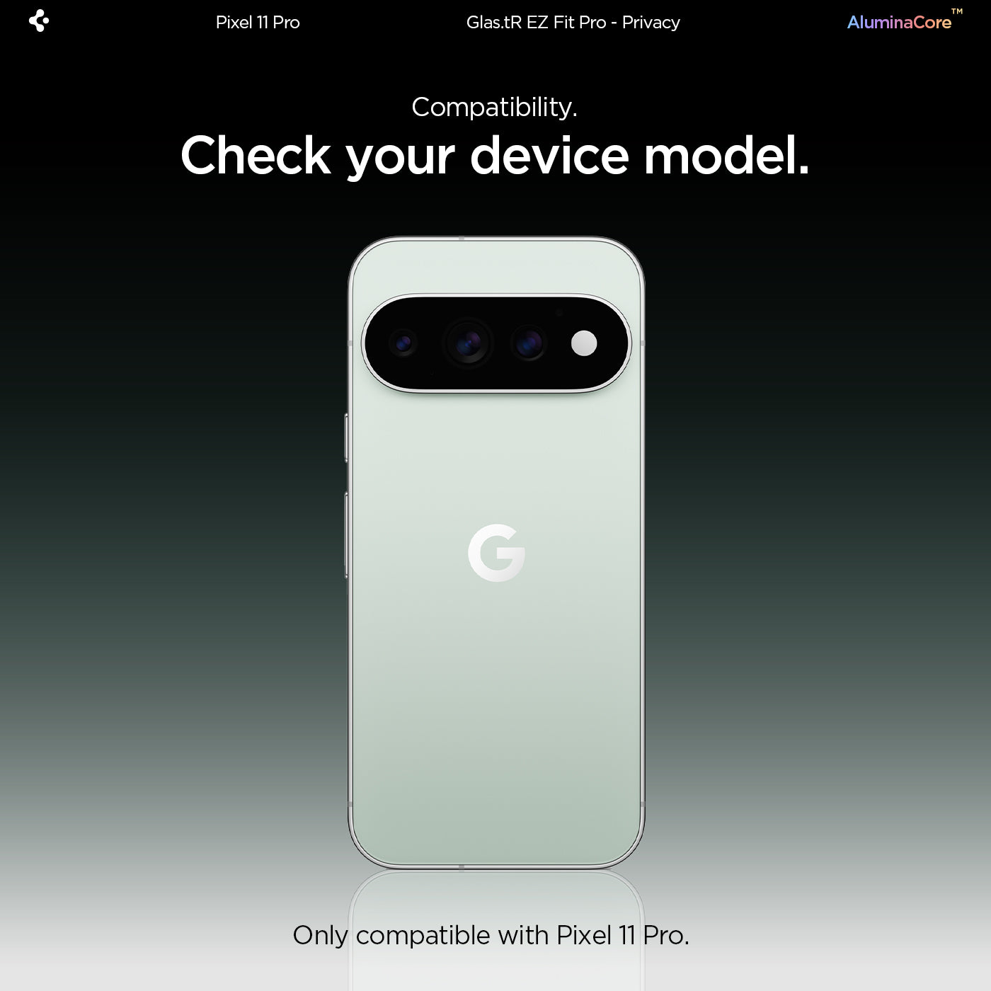 AGL11481 - Pixel 11 Pro  GLAS.tR EZ Fit | Privacy back view of the phone highlighting compatibility.