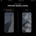 AGL11480 - Pixel 11 Pro  GLAS.tR EZ Fit Pro comparison showing AluminaCore glass with enhanced display clarity next to a standard screen protector with reduced visibility.