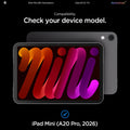 AGL12516 - iPad Mini 8 GLAS.tR EZ FIT showing front and back views of the iPad Mini 8th Generation with compatibility information.