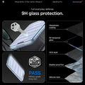 AGL07928 - iPhone 18 Pro / iPhone 17 Pro GLAS.tR EZ Fit | Sensor Protected showing a key scratching the screen surface next to a layered diagram of oleophobic coating, tempered glass, OCA layer, shatter-proof film, and silicone resin