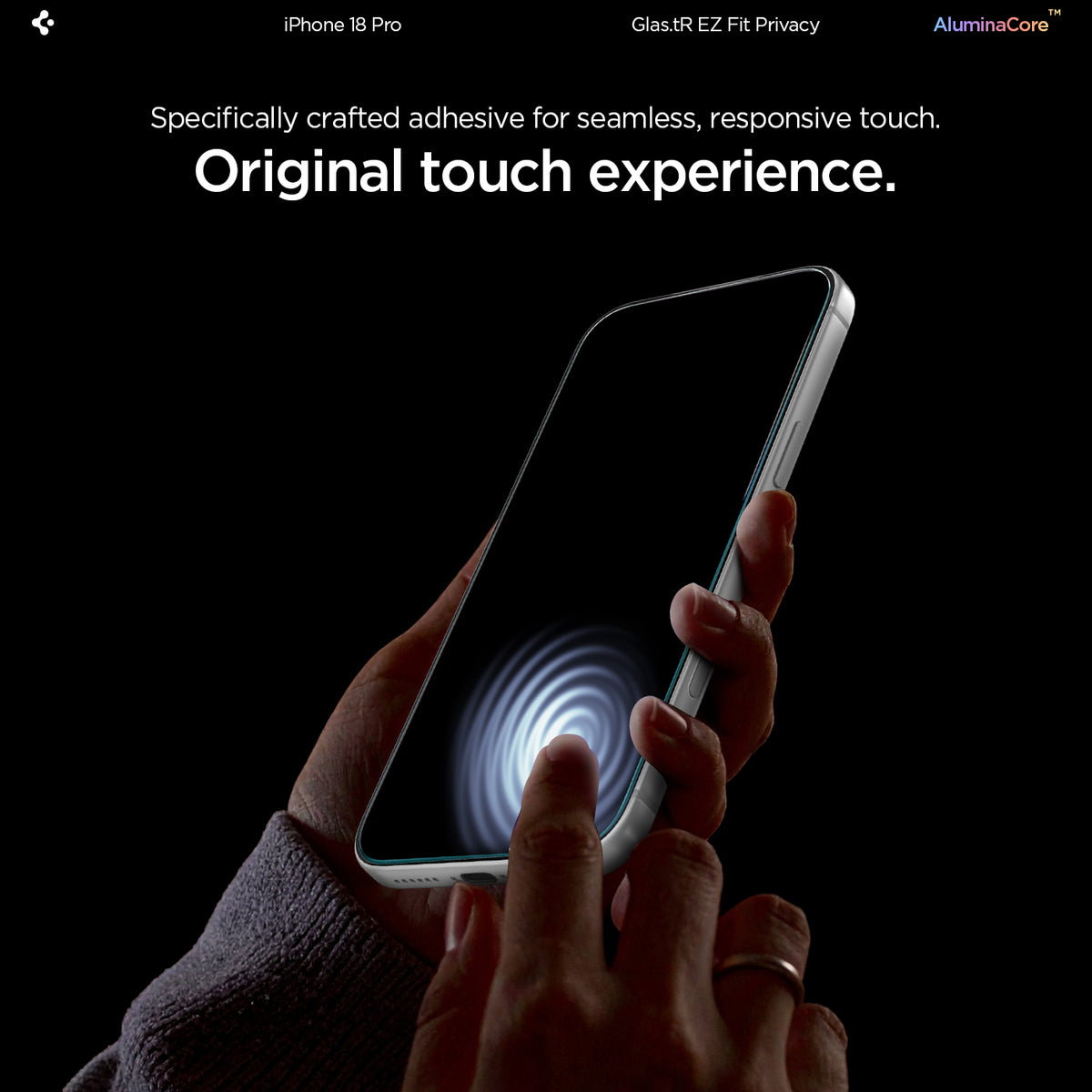 AGL12023 - iPhone 18 Pro GLAS.tR EZ Fit | Privacy showing original touch experience