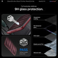 AGL07907 - iPhone 18 Pro Max / iPhone 17 Pro Max GLAS.tR EZ Fit | Sensor Protected showing a key scratching the screen surface next to a layered diagram of oleophobic coating, tempered glass, OCA layer, shatter-proof film, and silicone resin