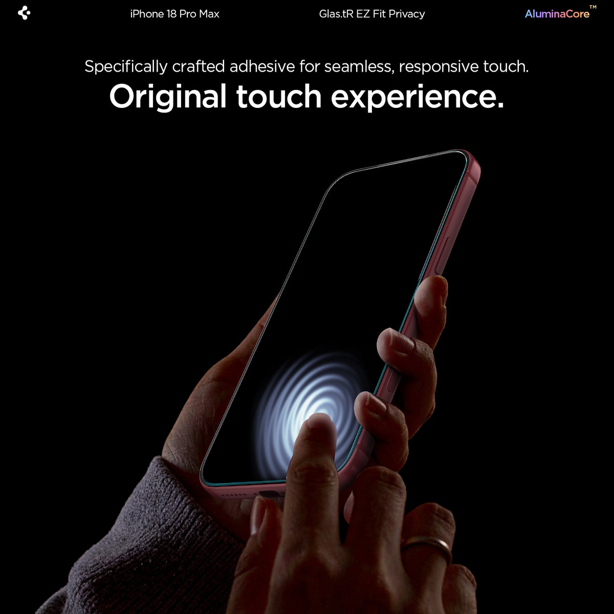 AGL12029 - iPhone 18 Pro Max Pro GLAS.tR EZ Fit | Privacy showing original touch experience