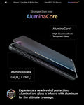 AGL07908 - iPhone 17 Pro Max GLAS.tR EZ Fit Privacy showing the aluminacore. Experience a new level of protection. Aluminacore glass is infused with aluminum for the ultimate coverage