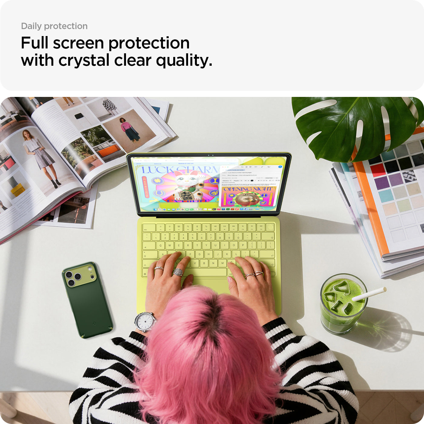 AGL11669 - MacBook Neo 13-inch Glas.tR Slim in Clear showing full screen protection
