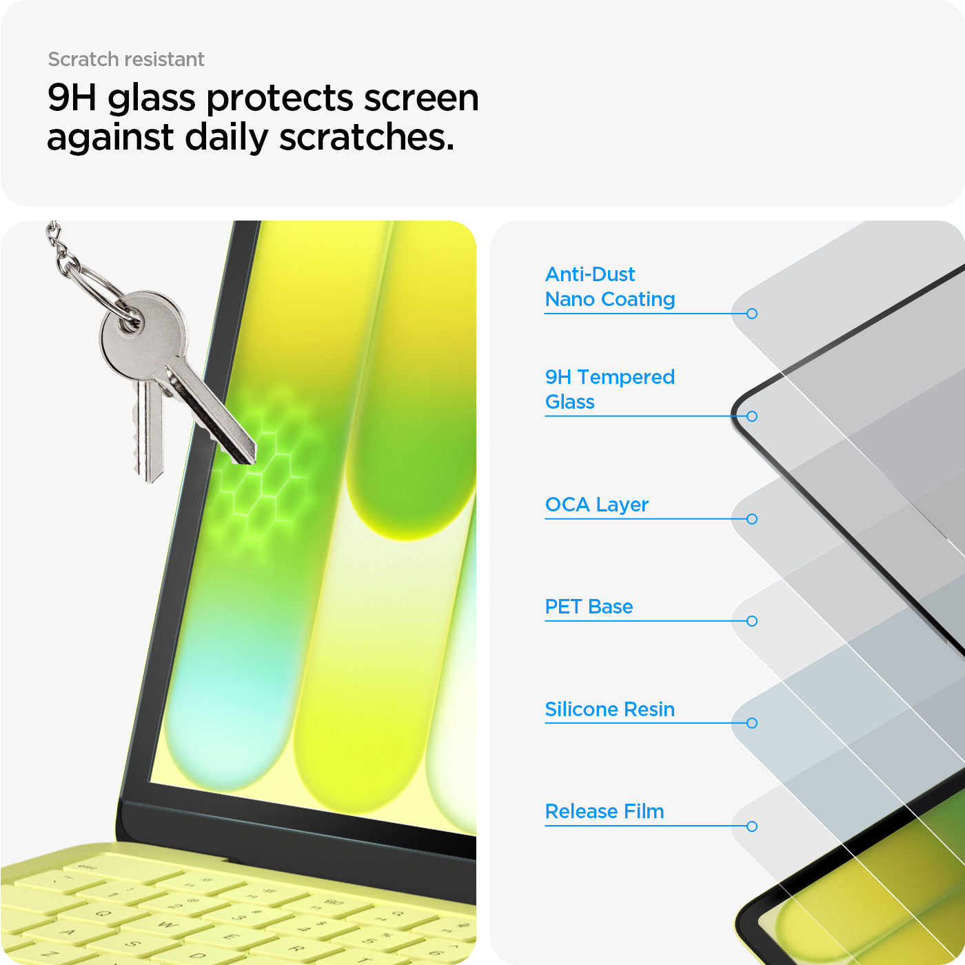 AGL11669 - MacBook Neo 13-inch Glas.tR Slim in Clear showing 9H glass protects screen against daily scratches