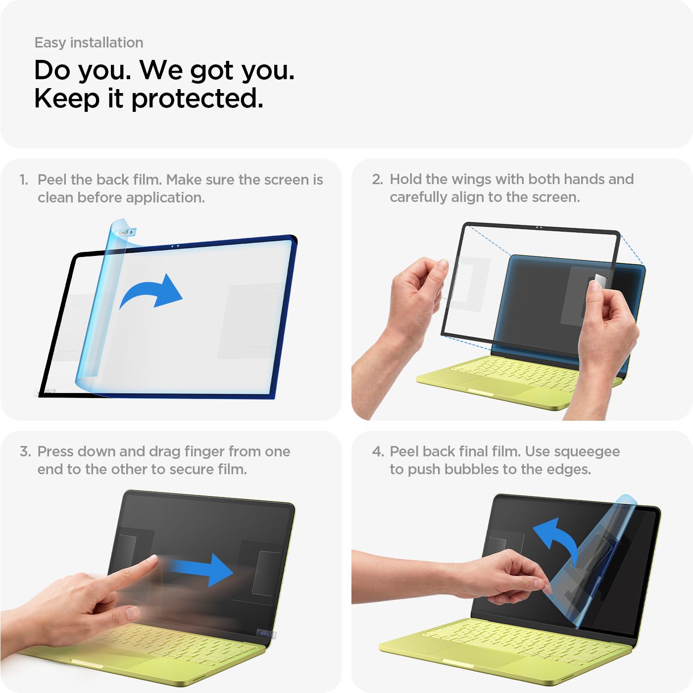 AGL11669 - MacBook Neo 13-inch Glas.tR Slim in Clear showing 4 steps