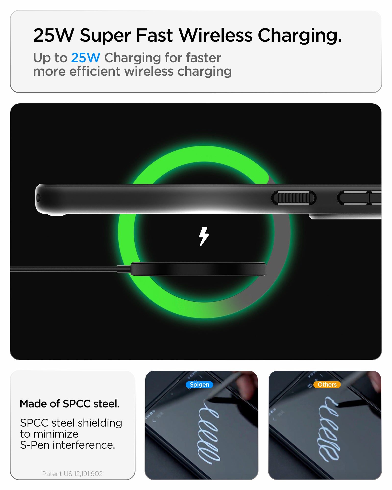 ACS11025 - Showing the 25W Super Fast Wireless charging. Up to 25W charging for faster more efficient wireless charging