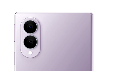 Showing the top back of the Galaxy Fold on a purple device