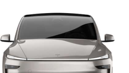 Front of Tesla in silver