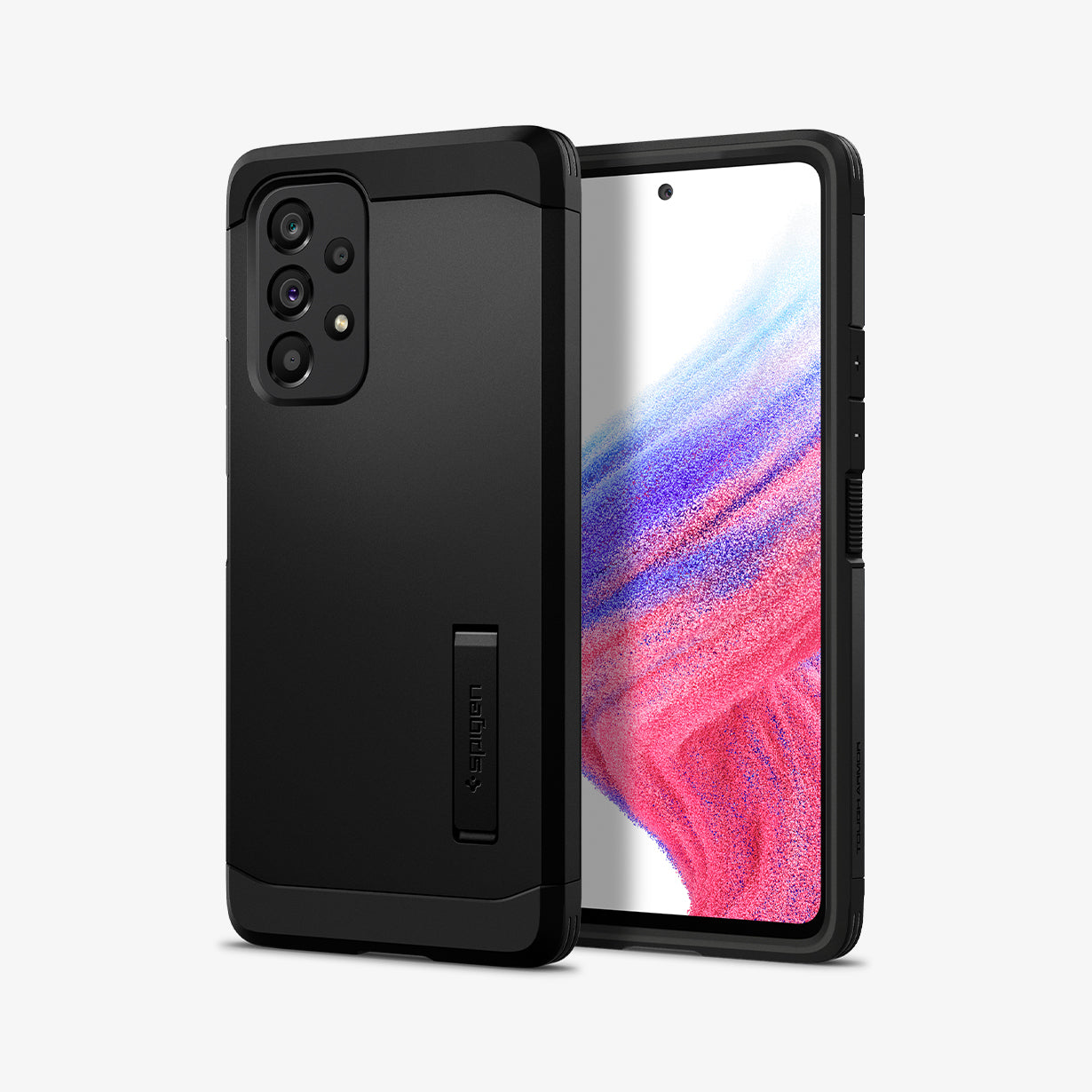 ACS04255 - Galaxy A53 5G Case Tough Armor in Black showing the back next to it, another device showing front