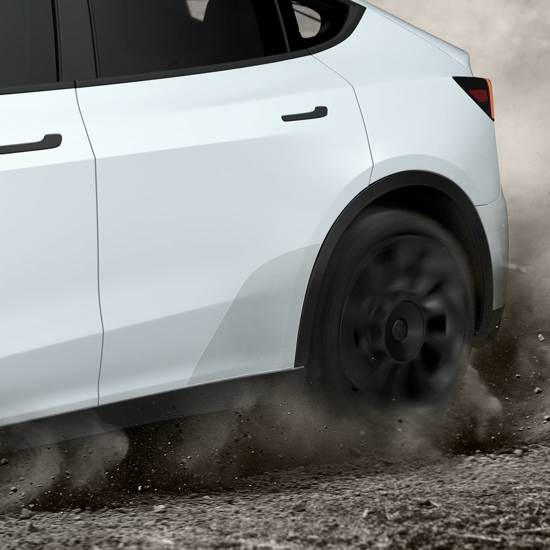 AFL06194 - Tesla Model Y Platinum Shield Fender showing the film protecting car from dirt