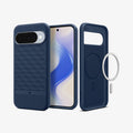 ACS09710 - Pixel 10 Pixel 10 Pro in midnight blue showing the back, front and inside