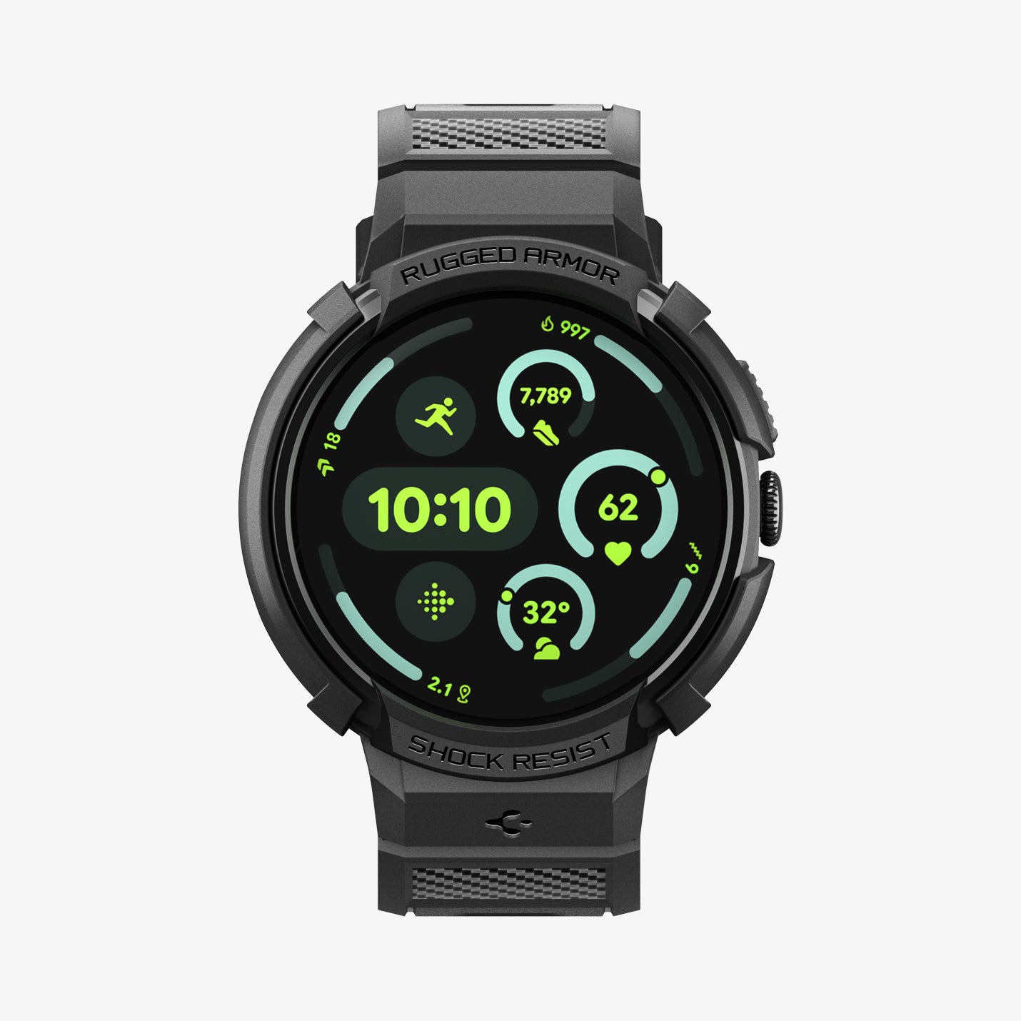 ACS09484 - Pixel Watch 5 (41mm) Rugged Armor Pro Black showing the front