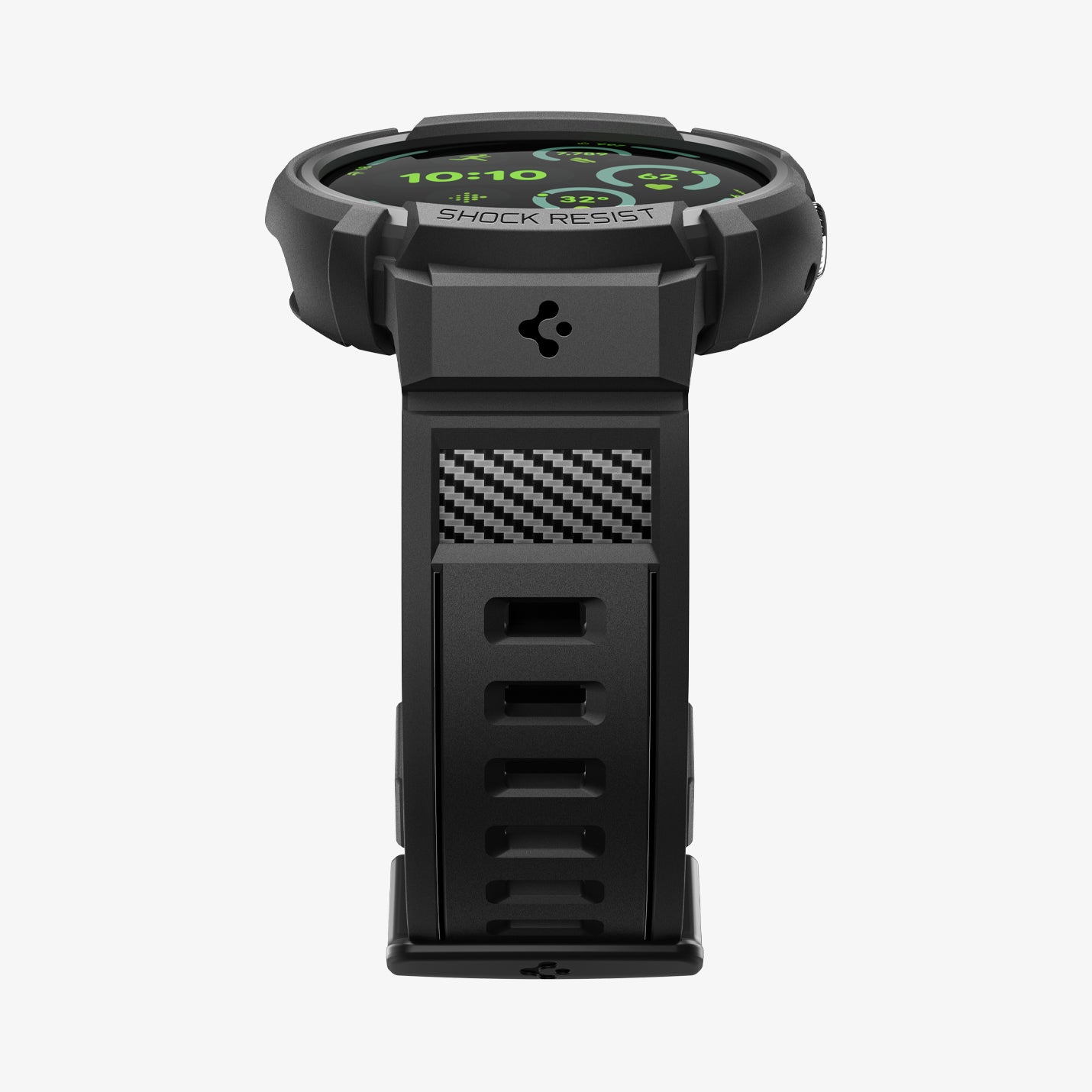 ACS11223 - Pixel Watch 5 (45mm) Rugged Armor Pro Black showing the bottom and partial front