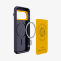ACS11454 - Pixel 11 Pro XL Nano Pop (Mag Fit) Blueberry Navy exploded view showing the built in magnetic ring, microfiber lining, and layered case construction.