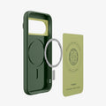 ACS11436 - Pixel 11 Pro  Nano Pop (Mag Fit) Avo Green exploded view showing the built in magnetic ring, microfiber lining, and layered case construction.