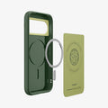 ACS11446 - Pixel 11 Nano Pop (Mag Fit) Avo Green exploded view showing the built in magnetic ring, microfiber lining, and layered case construction.