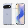 ACS11440 - Pixel 11 Ultra Hybrid Crystal Clear front and back views of the crystal clear case showing a slim design and raised camera surround.