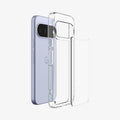 ACS11440 - Pixel 11 Ultra Hybrid Crystal Clear exploded view showing the flexible frame, rigid back panel, and hybrid construction for added durability.