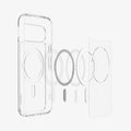 ACS11441 - Pixel 11 Ultra Hybrid (Mag Fit) Clear White exploded view showing the built in MagFit ring, hybrid construction, and layered design.